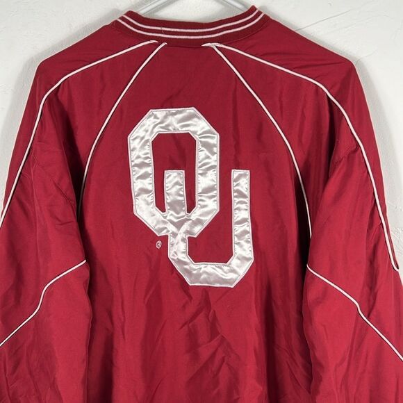 🏈 Vintage OKLAHOMA SOONERS Embroidered Fleece Lined Pullover Windbreaker Jacket - Picture 10 of 11